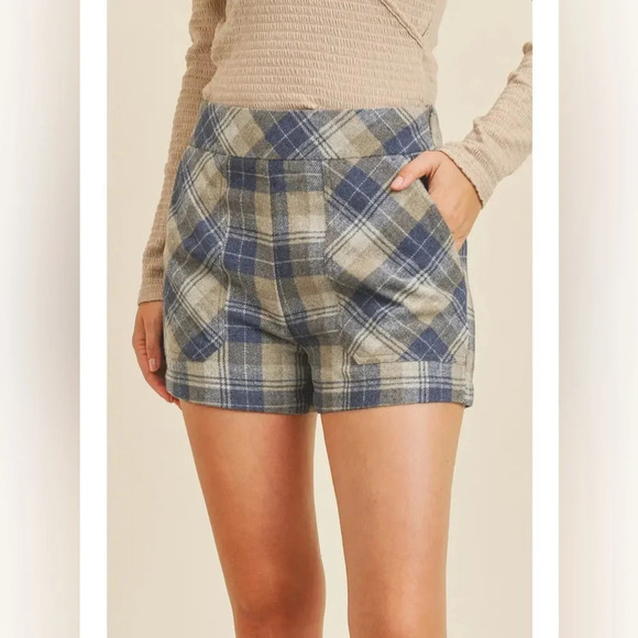 Paper Crane Shorts Plaid Flannel High Rise Autumn Size Small - Picture 1 of 5